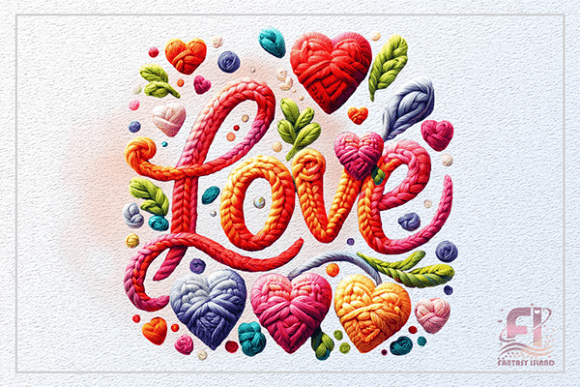 Add a Handmade Touch with Knitted Love Word PNG Valentine Yarn