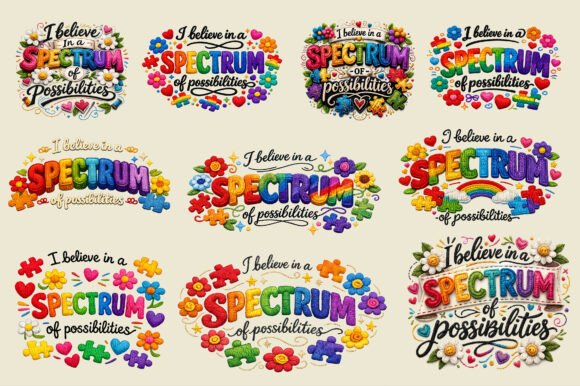 Autism Awareness Rainbow Floral Faux Yar: A Design for Inclusivity and Inspiration