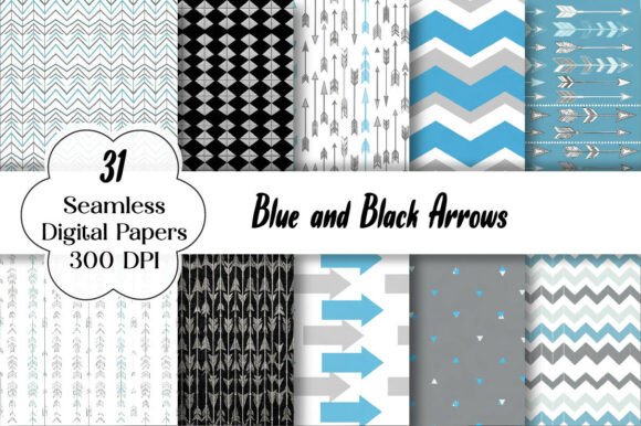 Blue and Black Arrows Digital Paper: Elevating Creativity with Timeless Design