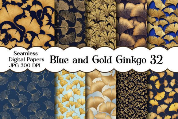 Blue and Gold Ginkgo Digital Paper: A Versatile Design Resource