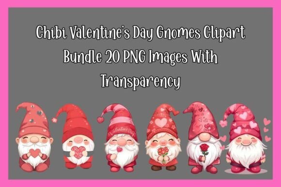 Chibi Clipart Valentines Bundle Gnomes