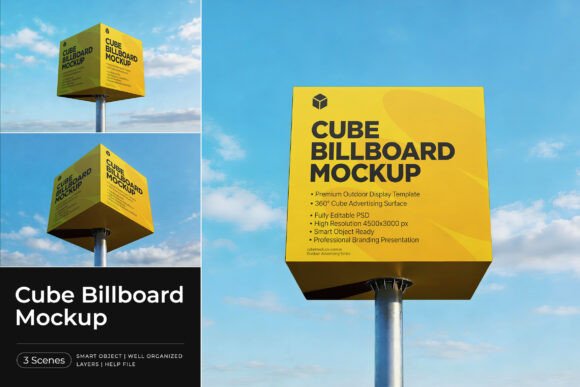 Cube Billboard Mockup: Present Your Outdoor Advertising with Confidence