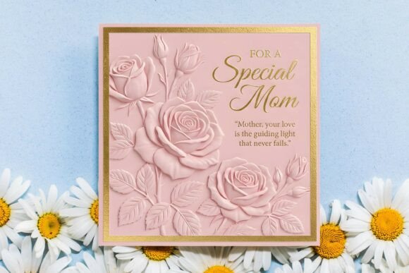 Embossed Floral Mother's Day Card PNG: A Digital Design for Creative Projects