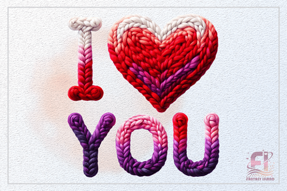 Knitted I Love You Clipart Crochet PNG: Cozy Design for Creative Projects