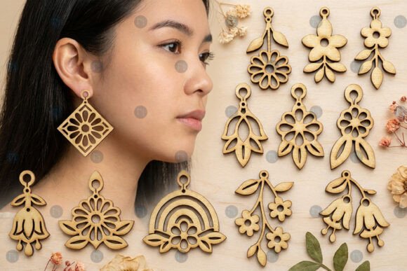 Laser Cut Floral Earring SVG Bundle