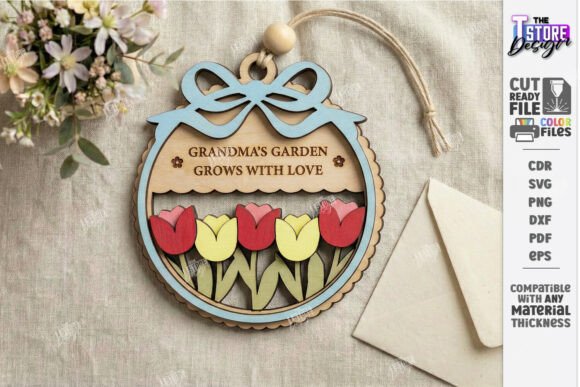 Mother's Day Floral Ornament Laser Cut