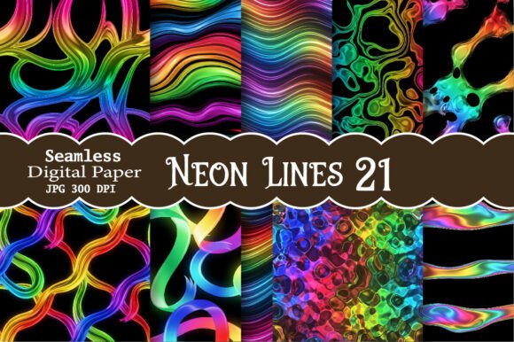 Neon Lines Digital Paper: Your Go-To Graphic for Creative and Commercial Projects