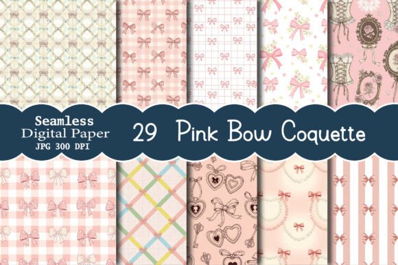 Pink Bow Coquette Digital Paper Pattern: A Versatile Design for Creative Crafting and Digital Projects