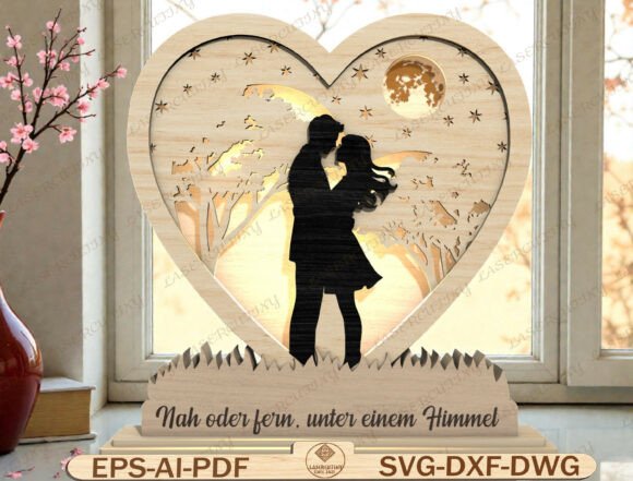 Romantic Couple Laser Cut File for 3D Wood Art