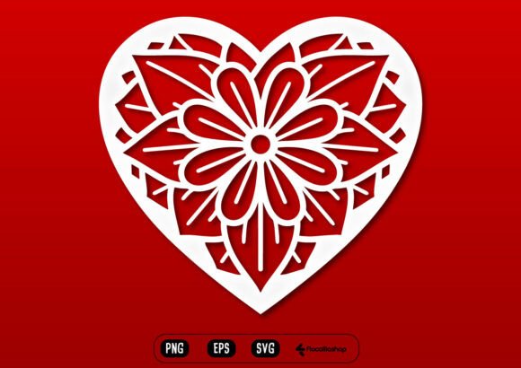 Romantic Flower Mandala Heart SVG: Elegance Meets Precision in Design