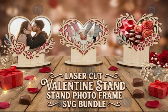 Valentine Stand Photo Frame SVG Bundle for Creative Crafting