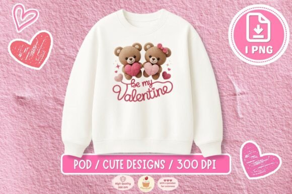 Valentine Teddy Bears T-Shirt Designs: Celebrate Love with Adorable Knitted Bear Art