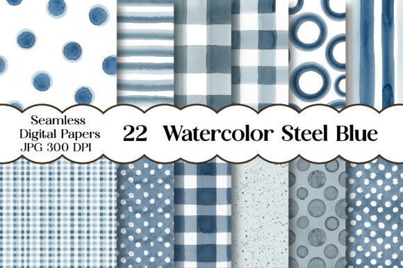 Watercolor Steel Blue Seamless Pattern: A Versatile Design for Creative Projects