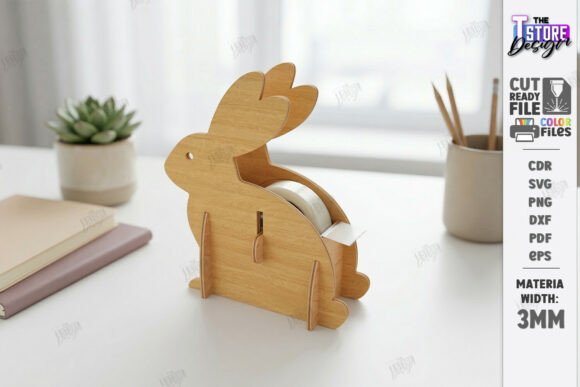 Wooden Animal Tape Dispenser Laser Cut